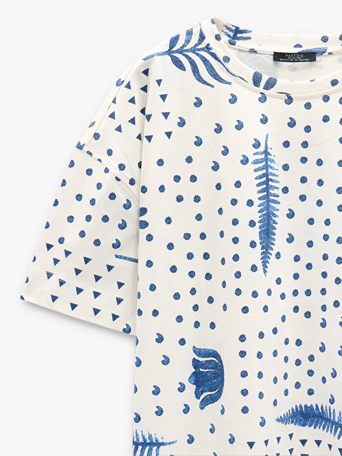 Desenli Pamuklu T-Shirt