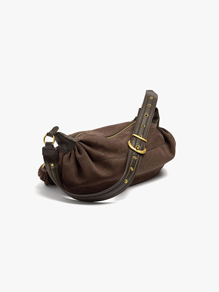 Püsküllü Deri Görünümlü Omuz Çantası