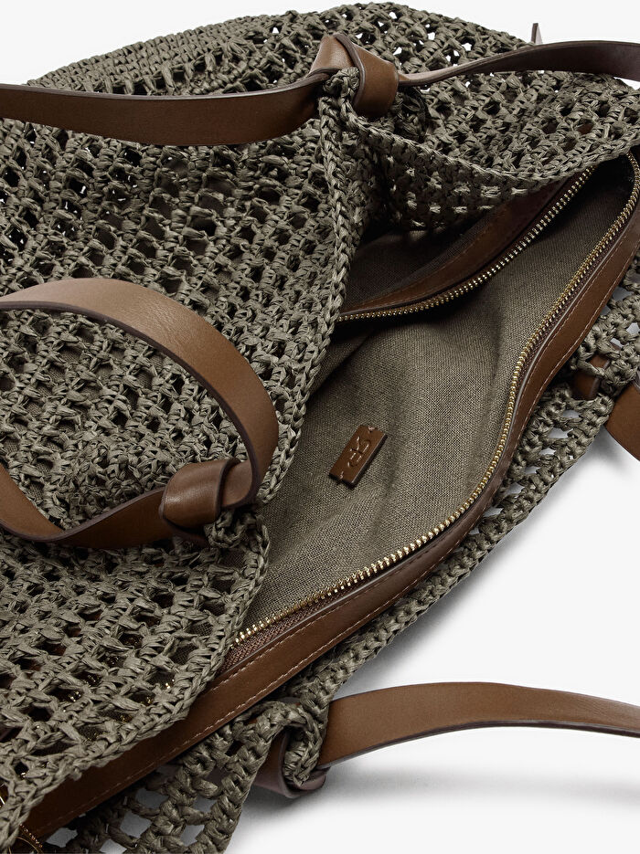 İçi Çıkarılabilir Hasır Görünümlü Shopper Çanta
