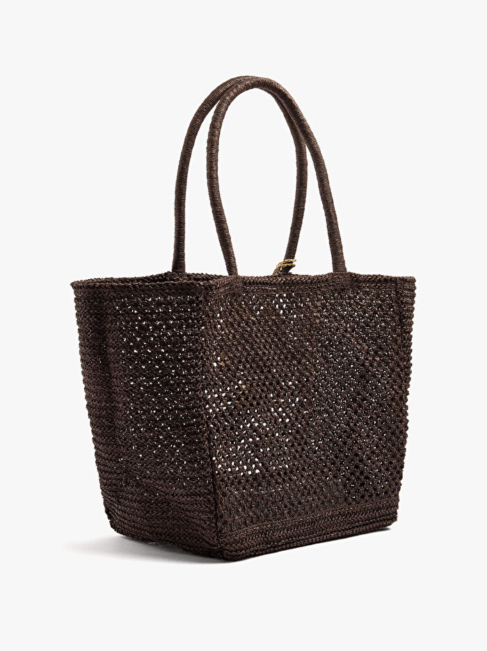 Charm'lı Hasır Efektli Shopper Çanta