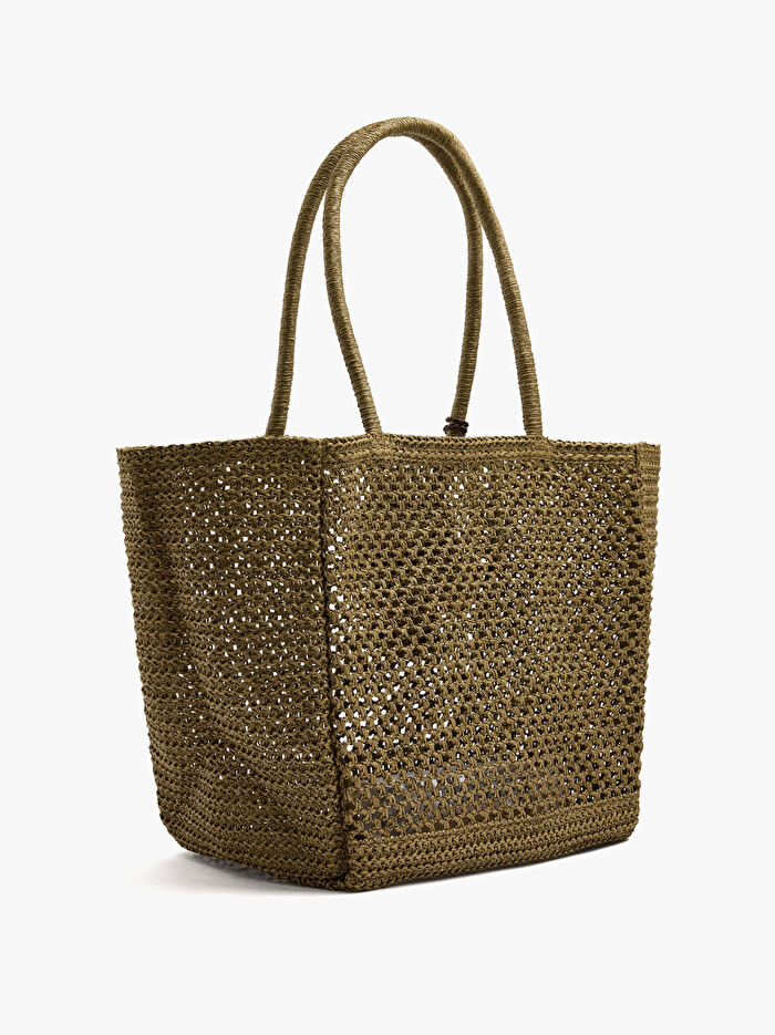 Charm'lı Hasır Efektli Shopper Çanta