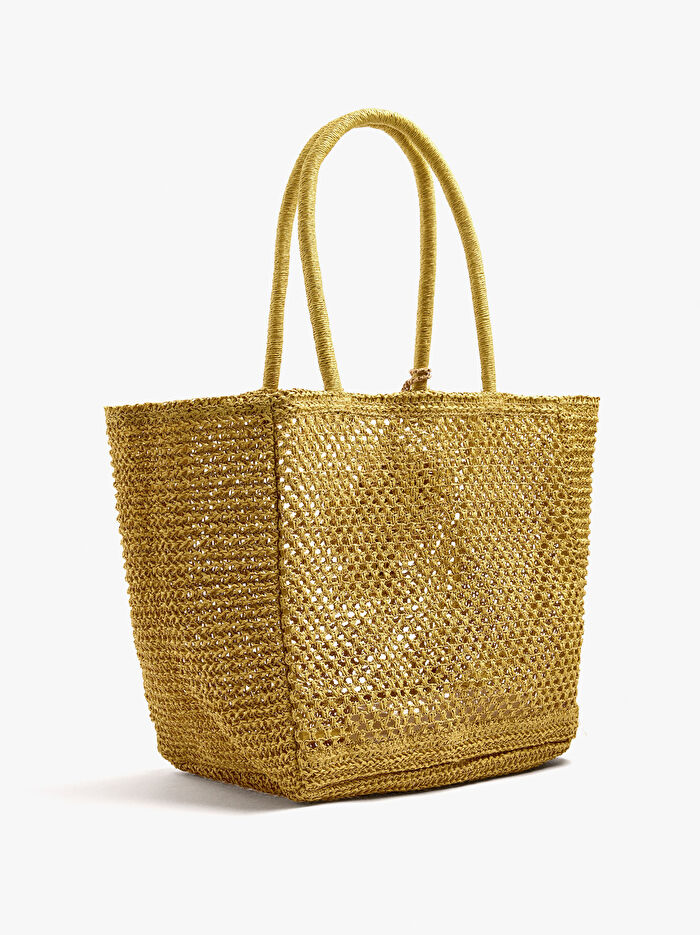 Charm'lı Hasır Efektli Shopper Çanta