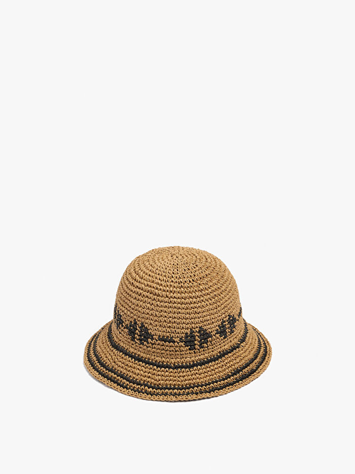 Hasır Efektli Bucket Şapka