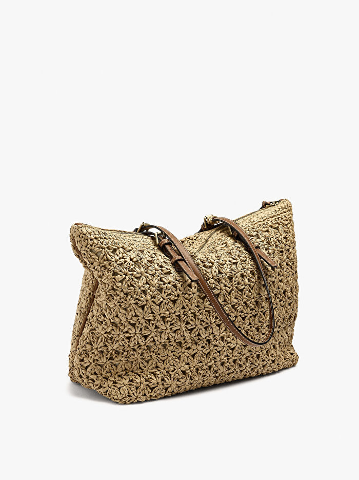Hasır Efektli Shopper Çanta