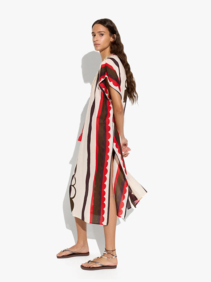 %100 Pamuk Desenli Kaftan