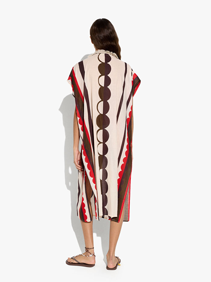 %100 Pamuk Desenli Kaftan