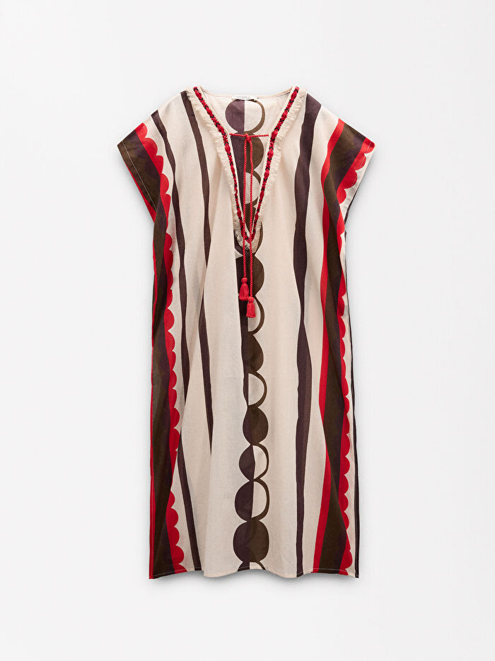 %100 Pamuk Desenli Kaftan
