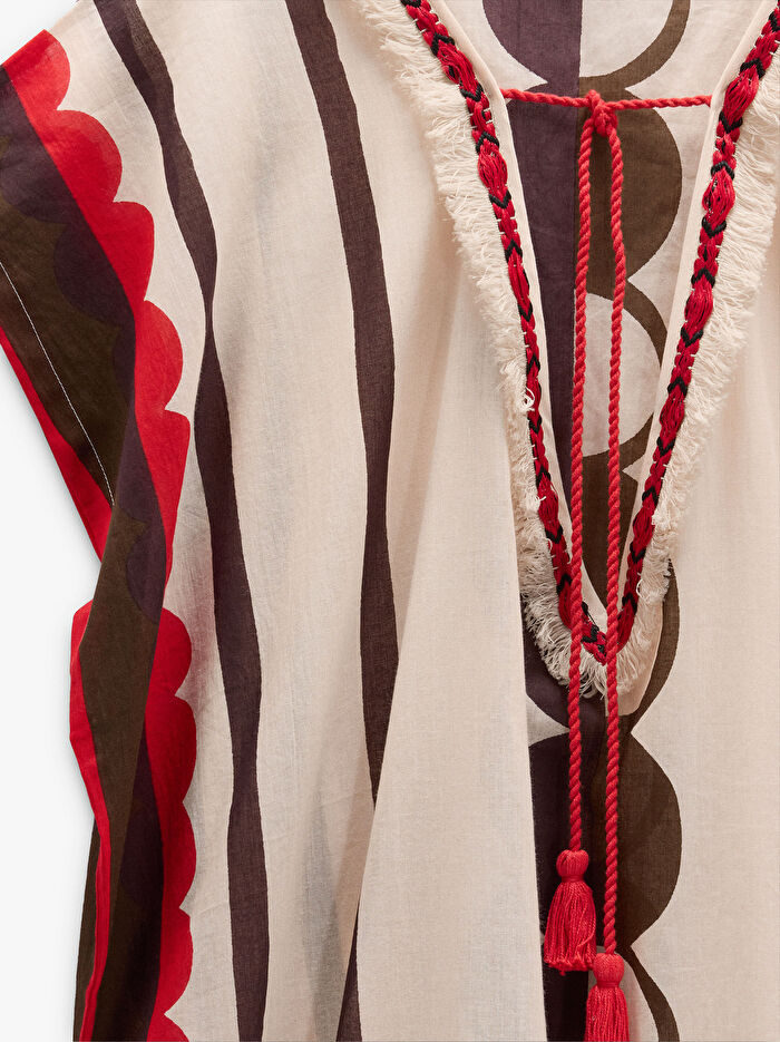 %100 Pamuk Desenli Kaftan