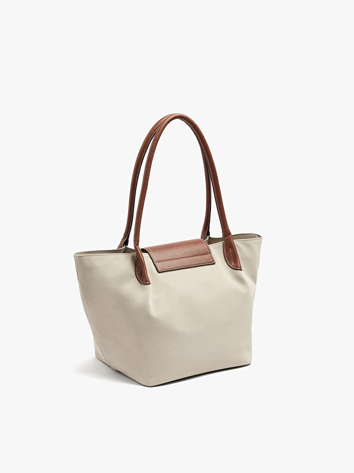 Kapaklı Yumuşak Dokulu Shopper Çantası