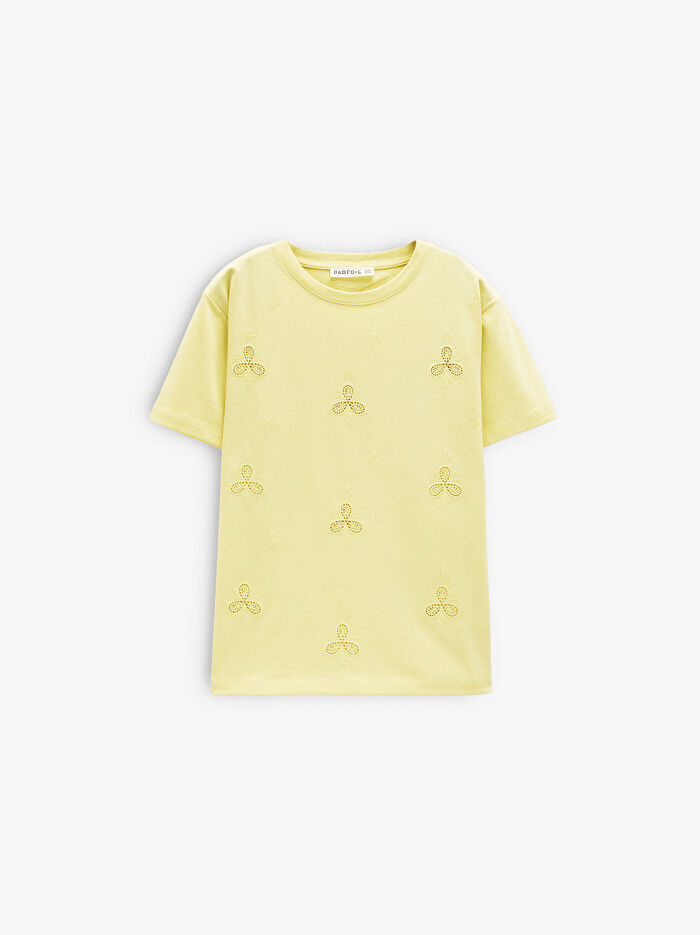 %100 Pamuk Nakışlı T-Shirt