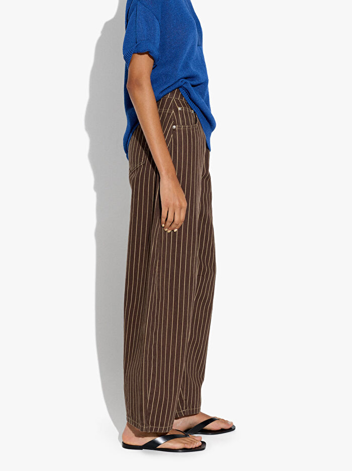 Çizgili Dar Paça Denim Pantolon