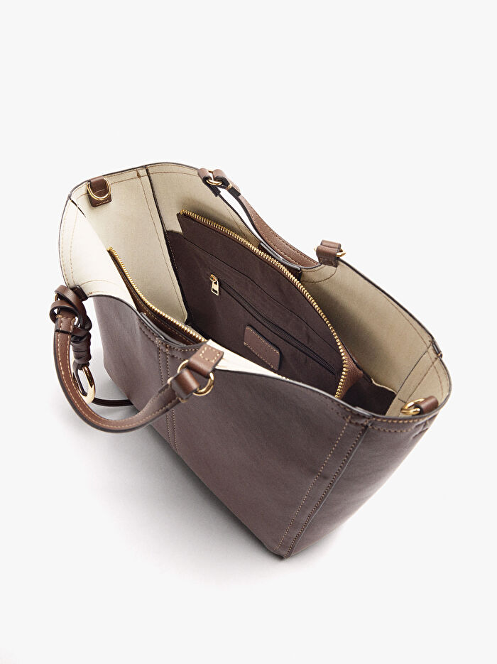 Dikişli ve Askılı Shopper Çanta