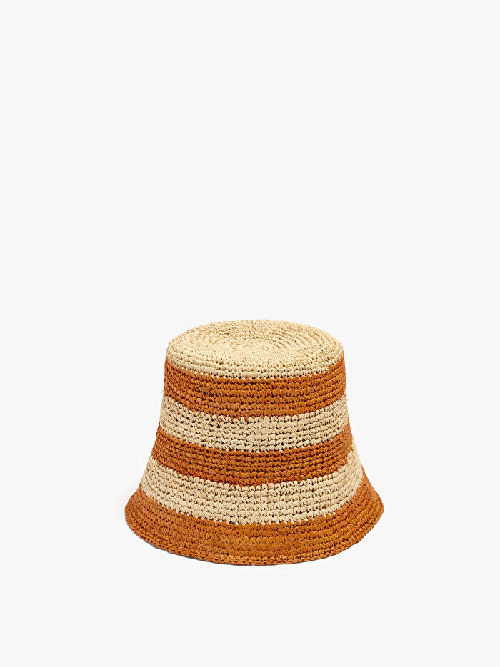 Hasır Detaylı Bucket Şapka