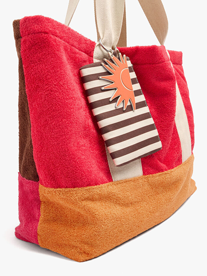 Kontrast Renkli Charm'lı Shopper Çanta