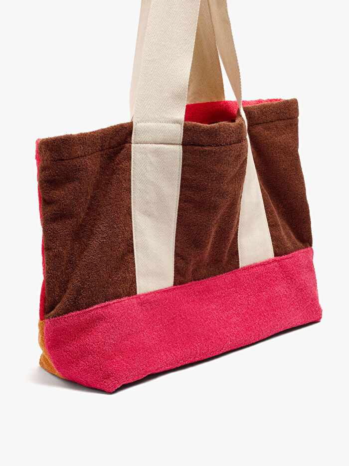 Kontrast Renkli Charm'lı Shopper Çanta