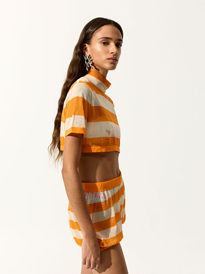 Çizgili Crop Üst