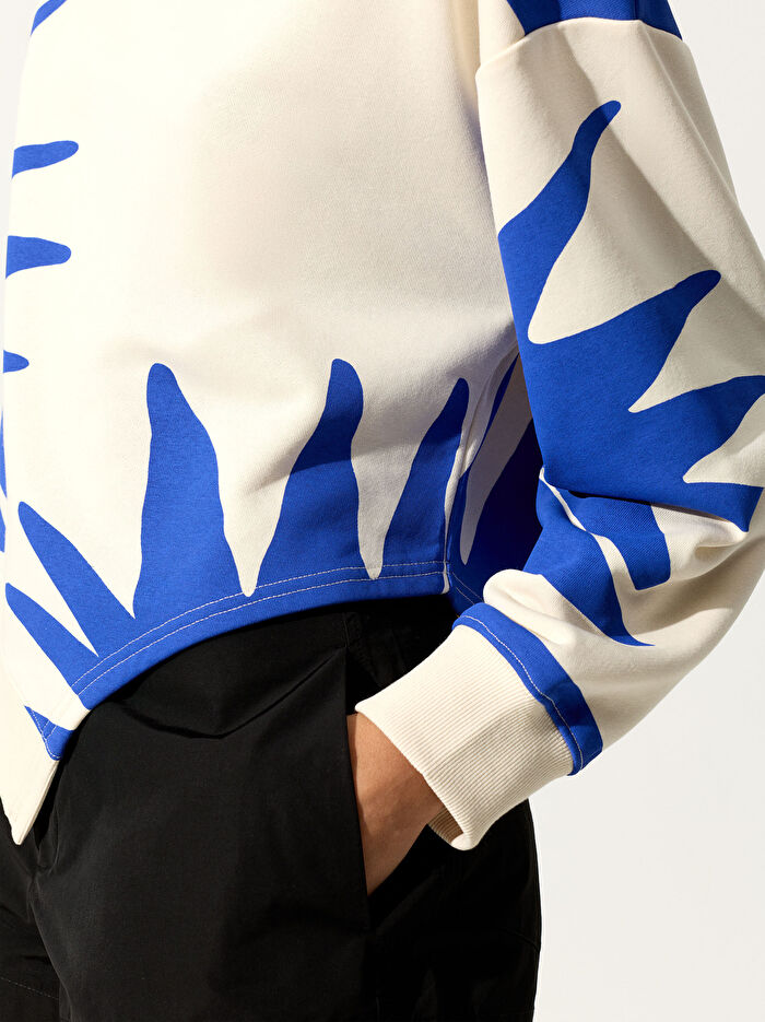 Pamuklu Desenli Sweatshirt