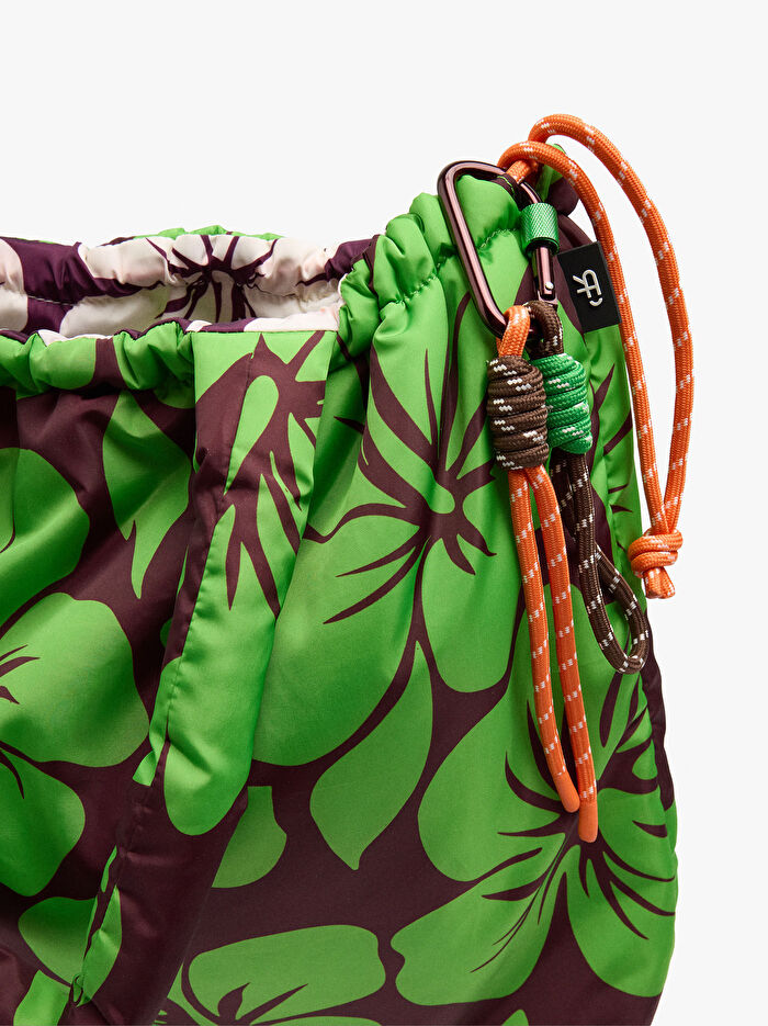 Çiçek Desenli Teknik Kumaş Shopper Çanta