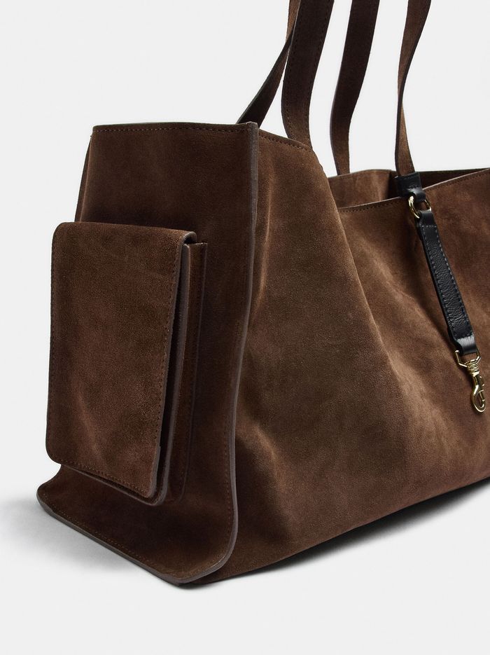 Karabina Detaylı Deri Shopper Çanta