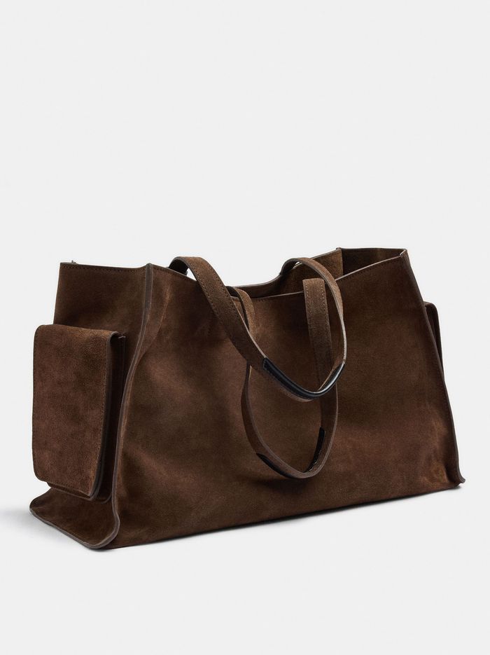Karabina Detaylı Deri Shopper Çanta