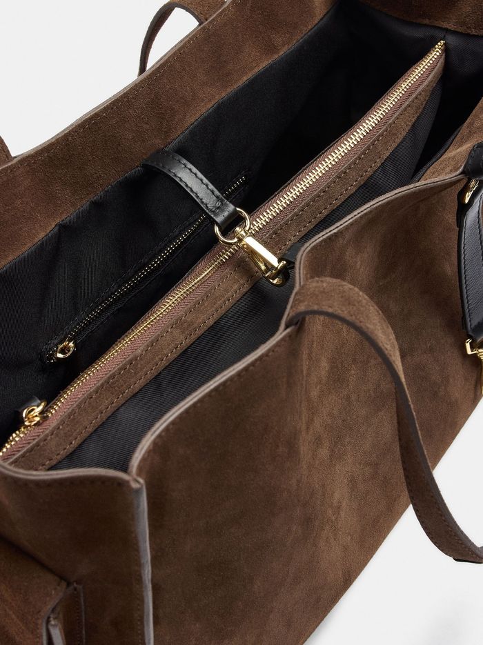 Karabina Detaylı Deri Shopper Çanta