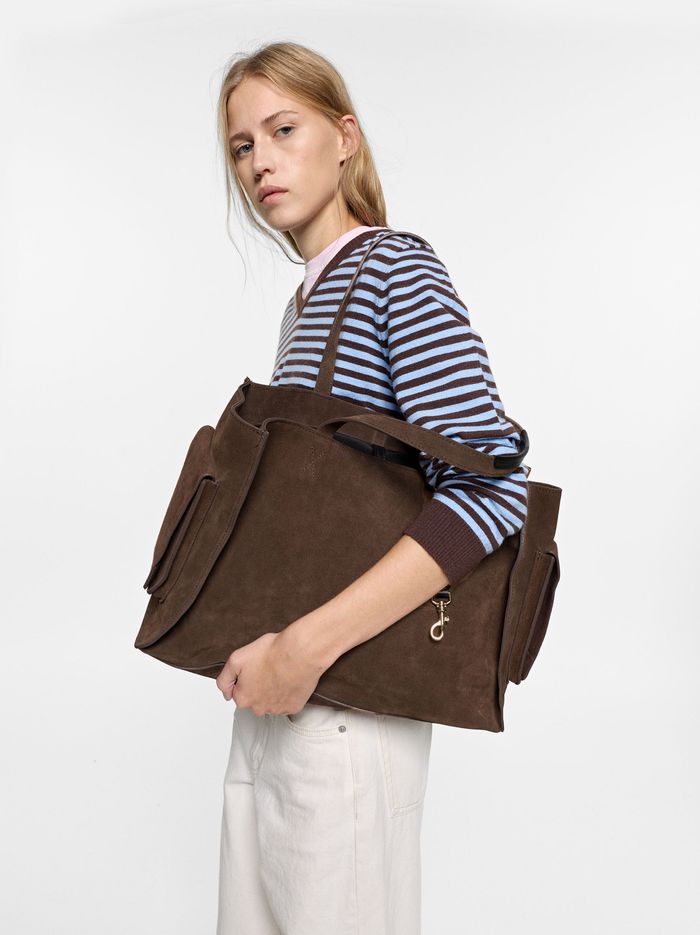 Karabina Detaylı Deri Shopper Çanta