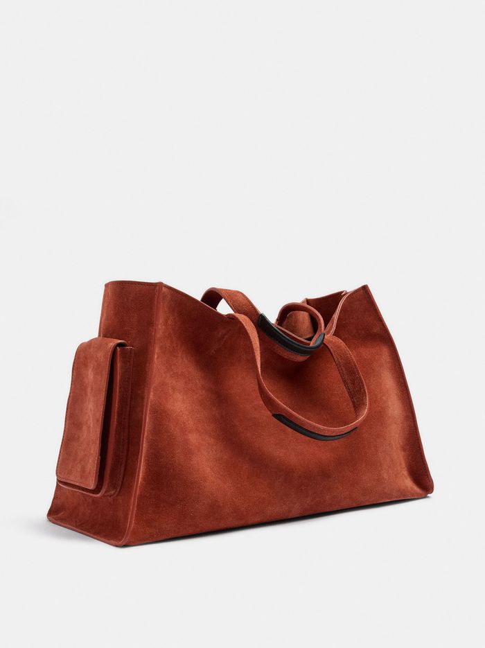 Karabina Detaylı Deri Shopper Çanta