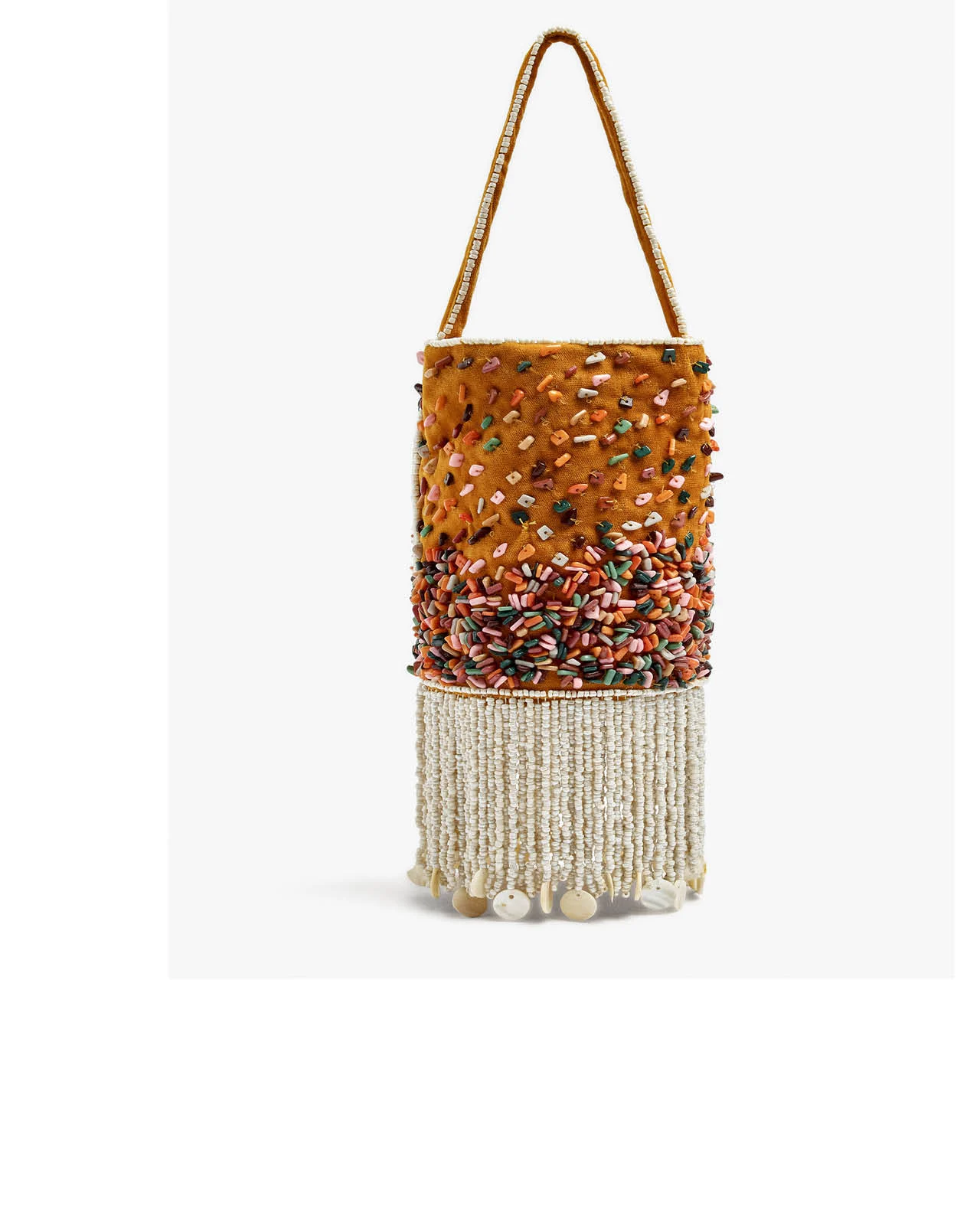 Beige Fringe Bag