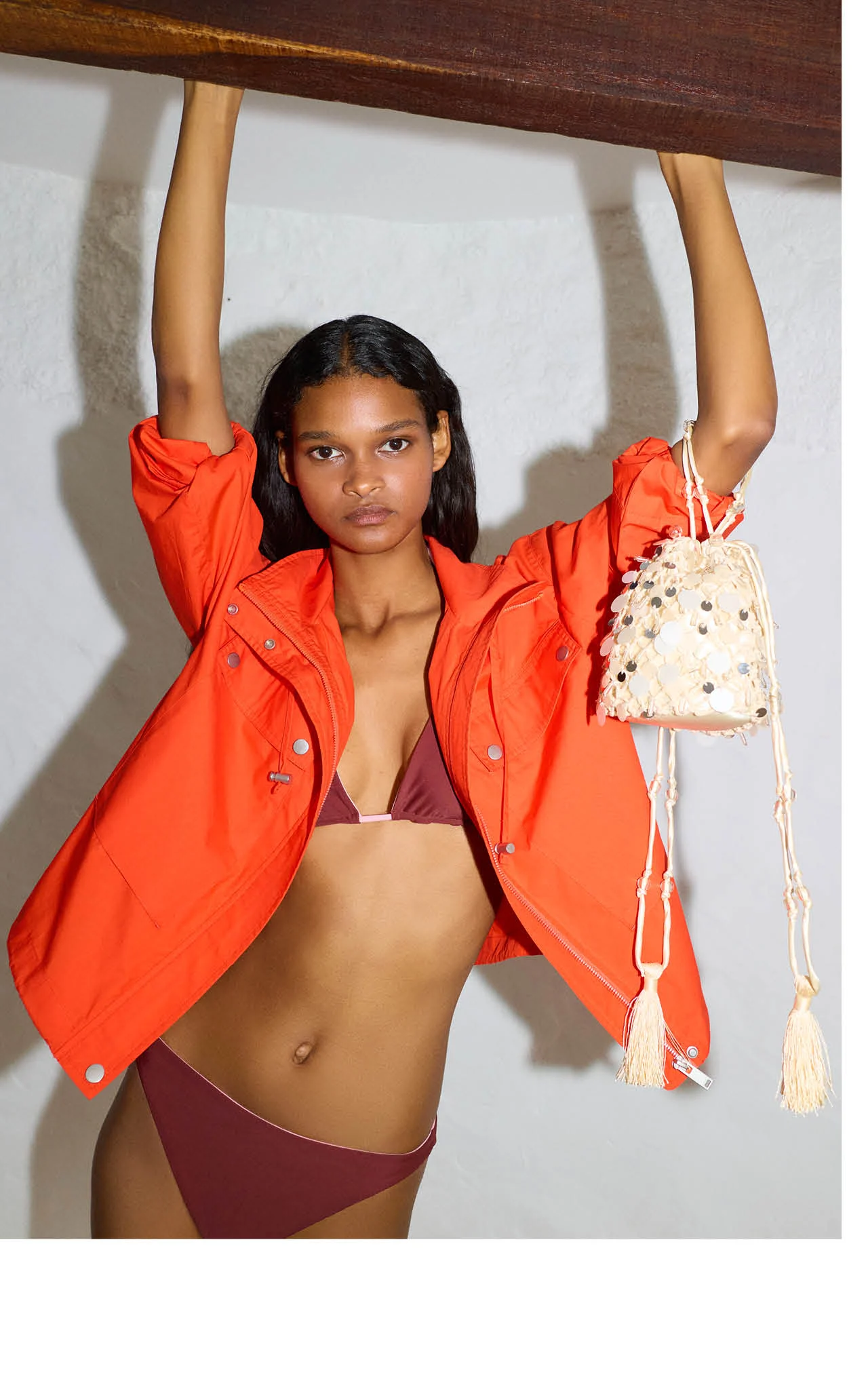 Beige Fringe Bag